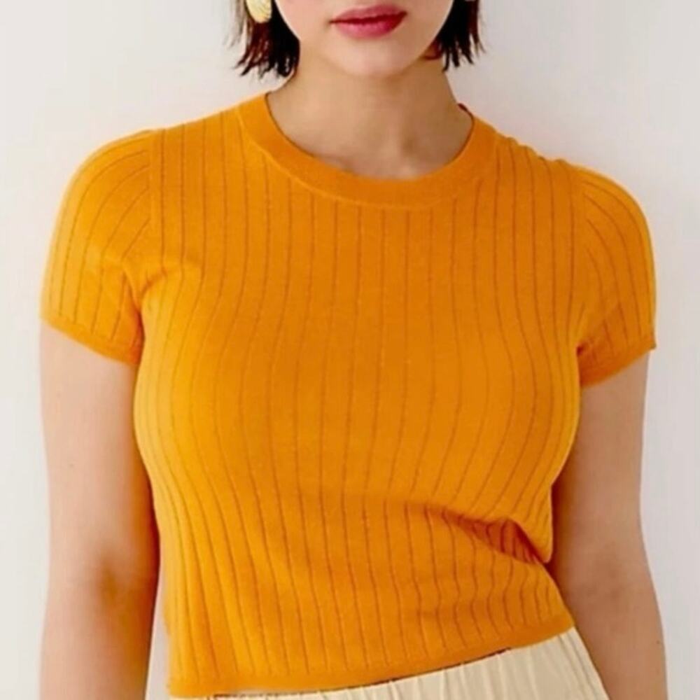 J.Crew Silk Cashmere Cropped T-shirt Apricot Orange